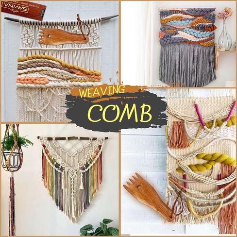 Savina Wooden Weaving Comb for Loom, Tapestry Beater Comb, Hand Carved Weaving Knitting Tools & Accessories for Tapestry, Woven Making Crafts (1Pcs) in Saudi Arabia