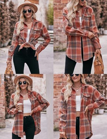 قمصان Zeagoo النسائية منقوشة من القطن الكلاسيكي بأكمام طويلة وياقة بأزرار سفلية، قمصان كاجوال خفيفة الوزن للخريف in Kuwait