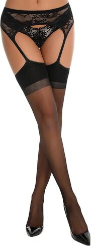 Women Lace Floral Garter Belts With Thigh High Stockings in Saudi Arabia