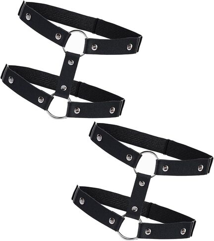 2 PCS Thigh Garters for Women, Adjustable Elastic Leather Leg Harness for Woman 2 Rows Leg Garters for Thigh, Thigh Harness Punk Thigh Straps Gothic Thigh Rings Garter Thigh Holster Strap Halloween in Saudi Arabia