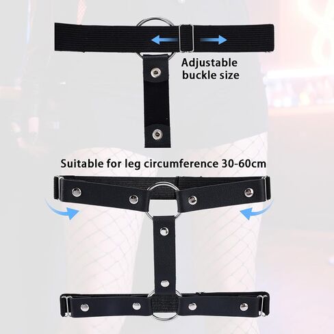 2 PCS Thigh Garters for Women, Adjustable Elastic Leather Leg Harness for Woman 2 Rows Leg Garters for Thigh, Thigh Harness Punk Thigh Straps Gothic Thigh Rings Garter Thigh Holster Strap Halloween in Saudi Arabia