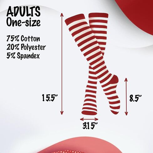 Dress Up America Cotton Striped Socks for Adults - Striped Knee High Socks for Men & Women | Teens - Stylish and Comfortable in Saudi Arabia