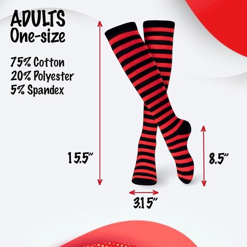 Dress Up America Cotton Striped Socks for Adults - Striped Knee High Socks for Men & Women | Teens - Stylish and Comfortable in Saudi Arabia