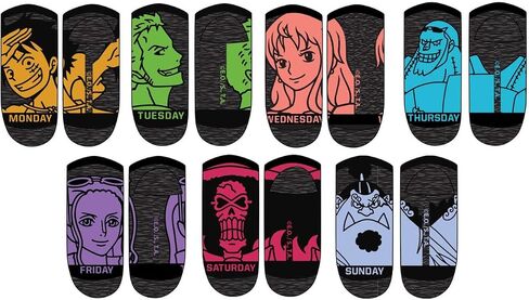 Ripple Junction One Piece 7 Days of the Week Characters Multi Pack Adult Ankle Socks in Saudi Arabia
