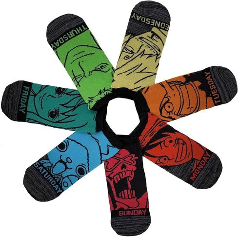 Ripple Junction قطعة واحدة لشخصيات 7 أيام الأسبوع، عبوة متعددة من جوارب الكاحل للبالغين in Kuwait