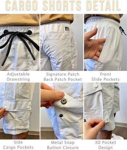Southpole Men's Quick Dry Water Resistant Cargo Shorts, Inseam 9" in Saudi Arabia