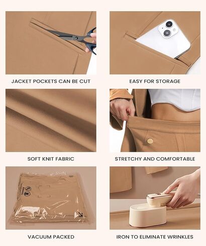 طقم بدلة نسائية مكونة من قطعتين من السترة، كاجوال غير متماثل، زر، سروال واسع الساق، مناسب للعمل in Kuwait