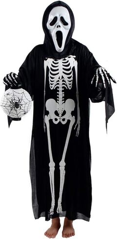 Halloween Skeleton Gloves,Full Finger Skeleton Pattern Gloves Cosplay Costume Accessories for Men Women Adults in Saudi Arabia