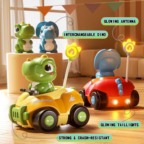 Remote Control Car for Toddlers 1-3, Dinosaur Car for Kids Age 2-4, Babies Toys for 18+Months, RC Car with LED Lights & Music, Boys and Girls Christmas Birthday Gifts 2 3 4 5 Years Old in Saudi Arabia