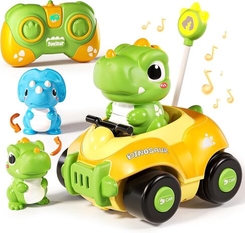 Remote Control Car for Toddlers 1-3, Dinosaur Car for Kids Age 2-4, Babies Toys for 18+Months, RC Car with LED Lights & Music, Boys and Girls Christmas Birthday Gifts 2 3 4 5 Years Old in Saudi Arabia