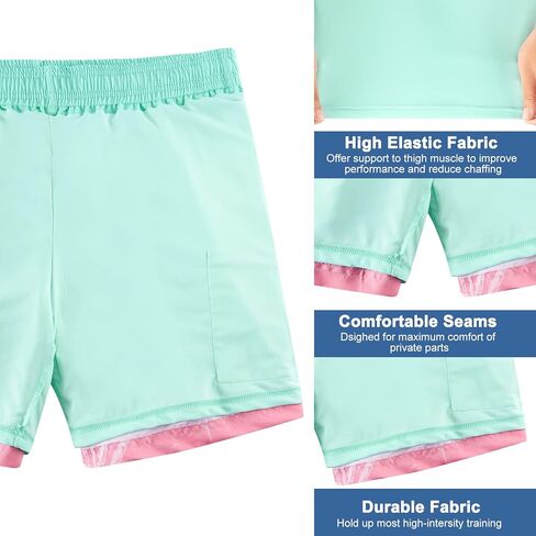 Cozople Mens Swim Trunks with Compression Liner 5.5" Inseam Quick Dry Bathing Suit Lightweight Swimming Shorts in Kuwait