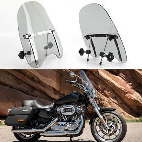 DREAMIZER Smoke Black Wave Windshield Windscreen,18"x16" Motorcycle Windshield,Universal PC Wind Deflector for 1 or 7/8" Handle Bars Motorcycle Motorbike