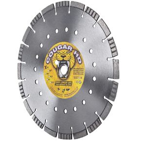 Delta Diamond Cougar HD 14 Inch Diamond Saw Blade, Supreme Grade, for Reinforced Concrete, Masonry, Stone, Laser-Welded, Segmented-Turbo, 125 Width X 1"-20mm Arbor (14")
