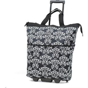 Olympia U.S.A. "FASHIONISTA Rolling Carry-on Luggage Tote, Damask Black
