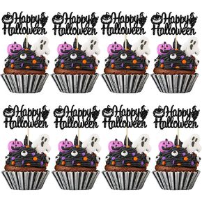 Gyufise 24Pcs Halloween Baby Shower Cupcake Toppers Halloween Oh Baby Cupcake Picks Little Boo Cupcake Topper Halloween Ghosts Decoration Supplies