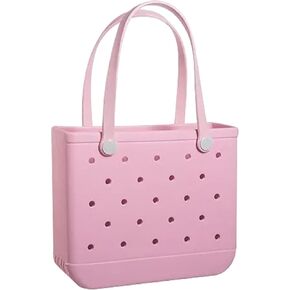 Beach Bag Rubber Open Tote Bag, Fashion Travel Bag for Women, Waterproof Handbag for Sports, Market, Pool