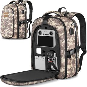 PEKREWS Mini 3 / Mini 3 Pro Case, Waterproof Hard Carrying Case Portable Travel Large Drone Bag Backpack Compatible with DJI Mini 3 Pro with RC Controller, Fly More Combo and Accessories, Black