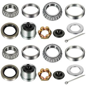 4 Sets L44649 L68149 Bearing Kit, Boat Trailer Wheel Axle Bearing Kits for 1-3/8'' to 1-1/16'' 3500LB Spindle, Grease Seals, 1.98" Dust Cap, Rubber Plugs, Spindle Nuts, Washers, Cotter Pins