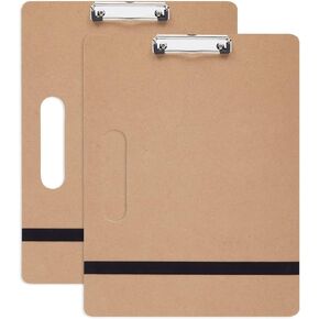 2-Pack Artist's Drawing Sketch Boards, Large Art Clipboards with Left-Side Handle Holes and Paper Retaining Rubber Bands, Portable Drafting Boards for Home, Office, Studio, and Field (13x17 in)