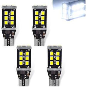 Pack-4 Car T15 LED Reversing Light, W16W 912 921 906 Stable IC Decoded Driver Canbus Error-free Bulb Replacement, 2835-15SMD Instant Start Waterproof Bulb, Universal for Most Cars (White)