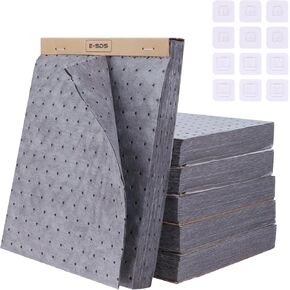 E-SDS Oil Absorbent Pads Suspend Garage Accessories Oil Spill Mat 5 * 20 Pcs Absorbent Pads for Spills 10"x13"x2mm Spill Pads for Water Protecting Home Garage Basement (Grey,100pcs)