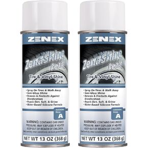 Zenex ZenaShine Foam - Professional Car Detail Spray & Shine |Great for Vinyl, Tires, Trim, & Bumpers | High-Gloss Shine & Protector | Interior & Exterior Protectant | Unscented | 13 oz (2 Pack)