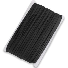 Hollosport Black Elastic Cord for Masks 1/4 Inch, 50M Oblate Soft Elastic String Rope Band for Craft Sewing