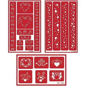3 Armour Etch Over N Over Reusable Glass Etching Stencils Set | Heart, Floral, Star, Circle Borders and Patterns