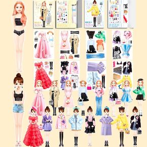 Magnetic Dress Up Dolls, Magnetic Doll Dress Up Kits Magnetic Paper Dolls Pretend Play Set for Girls Ages 4 Years and Up Kids Travel Activities Road Trip Car Ride Interactive Learning Imagine Gift
