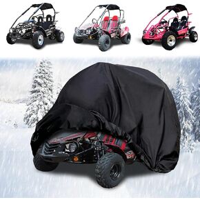 Large Go Kart Cover,2 Seater Go Kart Cover Compatible with TrailMaster Tao Tao Coleman Mudhead Accessories 420D Outdoor Protection, Dustproof Waterproof Black 75" Lx 51" Wx 51" H