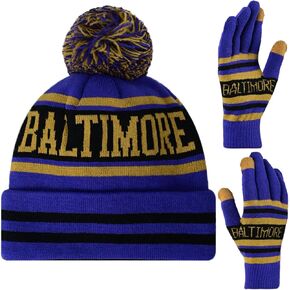 Vintage Classic Skull Cap Beanie Hat Cuffed Winter Hat Knit Comes with Warm Gloves Gifts for Men Women Fans