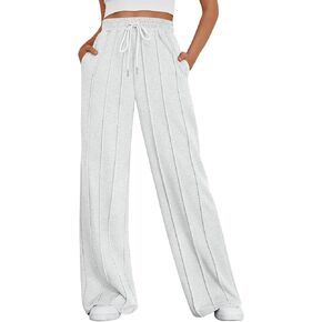 Trendy Queen Womens Wide Leg Sweatpants High Waisted Baggy Flared Drawstring Lounge Pants Fall Winter Clothes with Pockets
