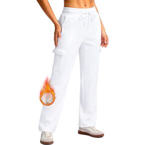 Viodia Cargo Sweatpants for Women Fleece Lined Sweat Pants with Pockets Y2k Warm Winter Pants