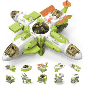Dollox 10 in 1 Space Toys Rocket Dinosaurs Set for Kid Space Shuttle Planet Toys STEM Space Astronaut Rocket Ship Kit for Boys 5 6 7 8 Spaceship Station Gift Foster Love for Space Dinos Exploration