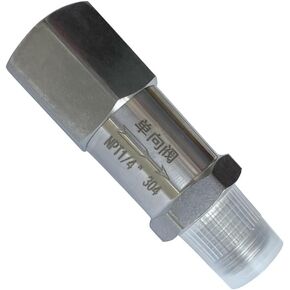Yoebor 304 Stainless Steel Detachable Check Valve 1/4" NPT Female(Inlet) x 1/4" NPT Male One Way Non-Return Valve for Water Oil Gas, 1pc