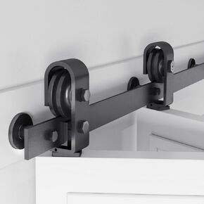 64'' Bi-Folding Sliding Barn Door Hardware Track Kit for Four 15''Closet Doors,Top Mount System,Heavy Duty Roller,Smoothly and Quietly,Black(Bifold Door Not Included)