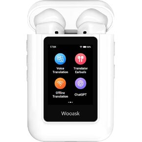 سماعات أذن Wooask ChatGPT TransBuds A8 TransBuds | مترجم AI غير متصل مع شاشة تعمل باللمس وتشغيل مستقل | لا حاجة للتطبيق | ترجمة فورية بـ 144 لغة | أوضاع داخل الأذن ومكبر الصوت