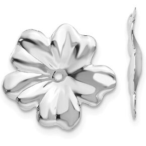 14K Solid White Gold Flower Earring Jackets for Studs