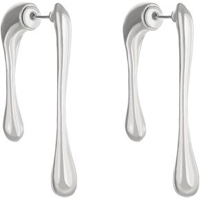 Irregular Line Droplet Earrings Jackets for Women 14K Gold Silver Bars Earring Jackets Simple Trendy Strip Front Back Stud Earrings