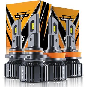 Auxbeam 9005 H11 Combo Bulbs, 40000LM 600% Brighter 9005 H11 Fog Light Bulbs, 6500K White 9005 H11 Bulbs with Five-Layer Cooling System, 20% Smaller Size, Plug and Play, Canbus Ready