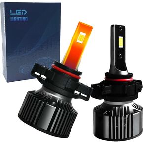 9012/HIR2 LED Bulbs, Fog Light Bulb and High Beam, Low Beam, 500% Ultra Bright 6500K Cool White Light Blubs, Plug-N-Play, 1:1 Size Halogen Replacement Bulbs, IP68 Waterproof, Pack of 2