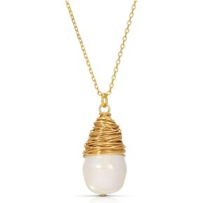Single Pearl Pendant Gold Necklace, 18K Gold Vermeil Sterling Silver Pearl Necklace, Natural Freshwater Cultured Genuine Pearl