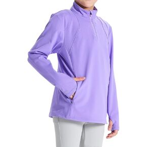 DEVOROPA Kids Girls Fleece Jacket Long Sleeve Thermal Shirts 1/4 Zip Pullover Fall Winter Athletic Horse Sweater Outfits Cute