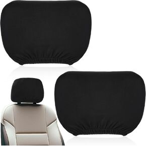 2 Pcs Universal Car Headrest Cover Soft Washable Dirt-Proof Car Head Rest Protector Universal Headrest Covers Vehicle Accessories Headrest Cover for Most Cars Trucks (Black)