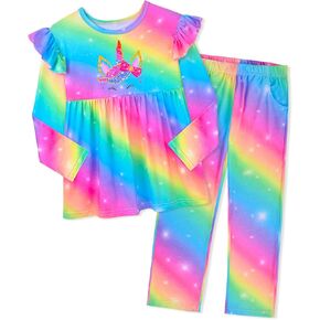 Nidoul Girls Pajamas Long Sleeve, Unicorn Pajamas Set Toddler Pjs Casual Wear for Girls 2-10Years