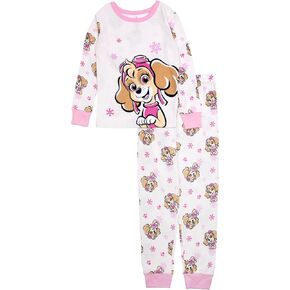 Nickelodeon Girls' Paw Patrol 2-Piece Snug-fit Cotton Holiday Pajama Set, Soft & Cute for Kids