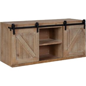 Kate and Laurel Cates Decorative Wood Wall Storage Cabinet with Two Sliding Barn Doors, Rustic Gray in Kuwait