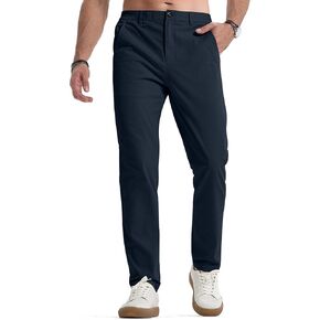JMIERR Men's Casual Chino Pants Stretch Washed Crinkle 4 Way Textured Pants with Zipper Pockets and Elastic Waistband