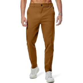 JMIERR Men's Chino Pants Casual Stretch Waist Tapered Trousers with Pockets