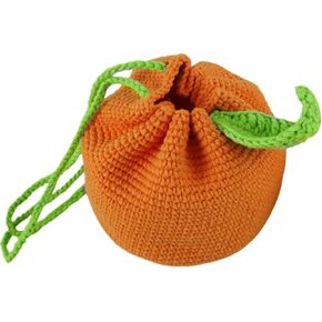 Crochet Pouch Cute Coin Purse Handmade Clutches Tangerine Shaped Cute Coin Pouch Handmade Storage Bag for Women Men Girls Boys